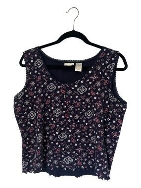 Fashion Bug Navy Floral Paisley Tank Top